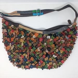 Unique Multicolor Leather Flower Shoulder Bag